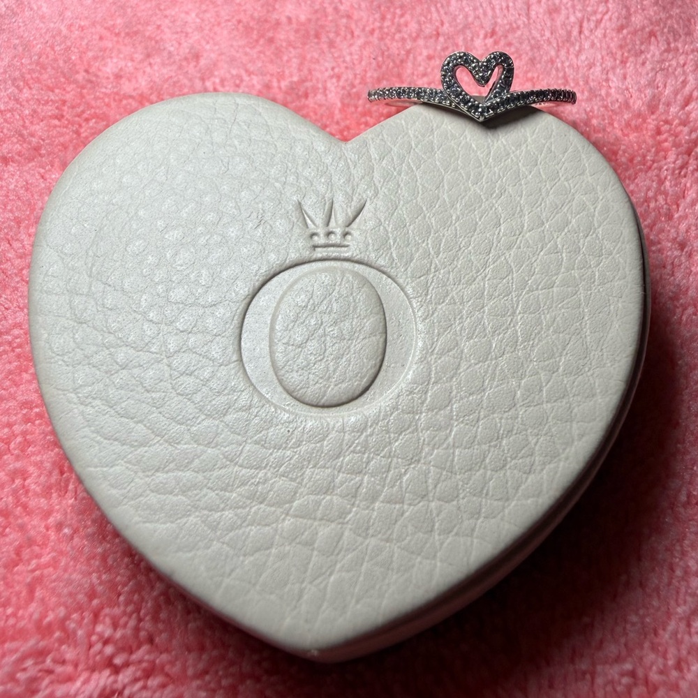 Sparkling Heart Wishbone Pandora Ring